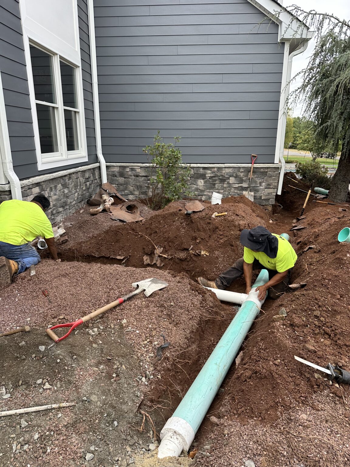 Drainage solution installed by Lou Porchetta Paving on a Hillsborough NJ property